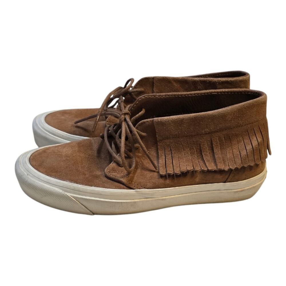 Vans Brown Suede Leather Fringe Ankle Casual Shoes Sneakers Moccasins Size 8.5‎ - Picture 4 of 8